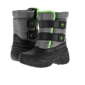 Wonder Nation Toddler Boys Winter Snow Boots Size 9 - Grey/Black/Green